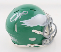 Jalen Hurts Signed Eagles Throwback Alternate Speed Mini Helmet (Fanatics) at PristineAuction.com