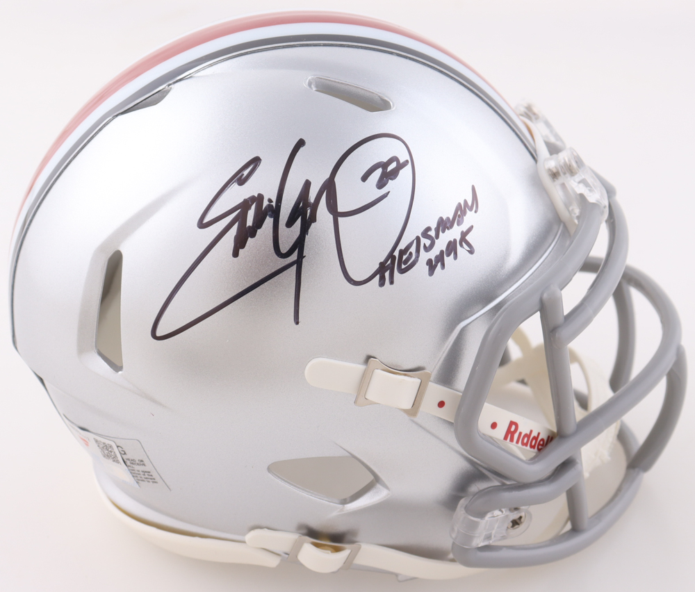 Eddie George Signed Ohio State Buckeyes Speed Mini Helmet Inscribed "Heisman 1995" (Fanatics) at PristineAuction.com Eddie George Signed Ohio State Buckeyes Speed Mini Helmet Inscribed "Heisman 1995" (Fanatics) at PristineAuction.com