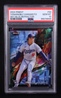 Yoshinobu Yamamoto 2024 Topps Finest Sky Blue Refractor #50 RC #116/325 (PSA 10) at PristineAuction.com