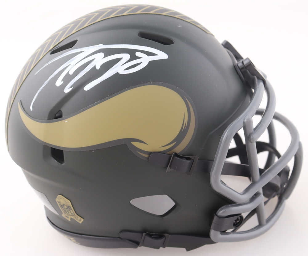 Adrian Peterson Signed Vikings Salute to Service Alternate Speed Mini Helmet (JSA) at PristineAuction.com Adrian Peterson Signed Vikings Salute to Service Alternate Speed Mini Helmet (JSA) at PristineAuction.com