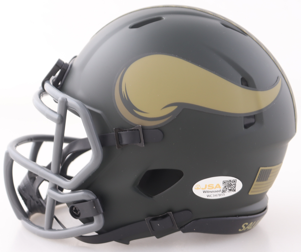 Adrian Peterson Signed Vikings Salute to Service Alternate Speed Mini Helmet (JSA) at PristineAuction.com Adrian Peterson Signed Vikings Salute to Service Alternate Speed Mini Helmet (JSA) at PristineAuction.com