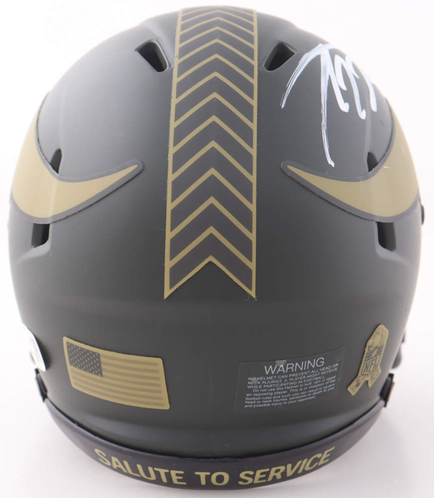 Adrian Peterson Signed Vikings Salute to Service Alternate Speed Mini Helmet (JSA) at PristineAuction.com Adrian Peterson Signed Vikings Salute to Service Alternate Speed Mini Helmet (JSA) at PristineAuction.com