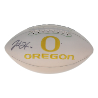 Justin Herbert Signed Oregon Ducks Logo Football (Fanatics) at PristineAuction.com