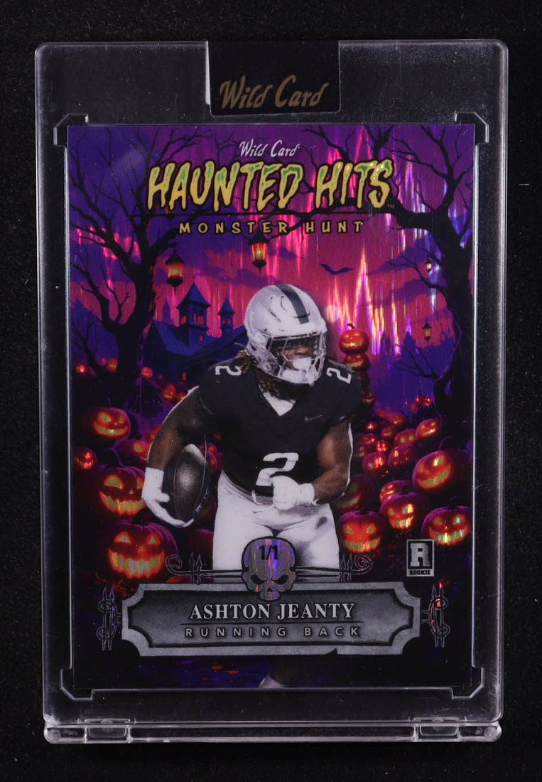 Ashton Jeanty 2025 Wild Card Haunted Hits Monster Hunt Purple #HHP-AJ RC #1/1 at PristineAuction.com Ashton Jeanty 2025 Wild Card Haunted Hits Monster Hunt Purple #HHP-AJ RC #1/1 at PristineAuction.com