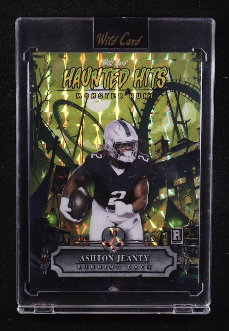 Ashton Jeanty 2025 Wild Card Haunted Hits Monster Hunt Yellow #HHCA-AJ RC #1/1 at PristineAuction.com Ashton Jeanty 2025 Wild Card Haunted Hits Monster Hunt Yellow #HHCA-AJ RC #1/1 at PristineAuction.com