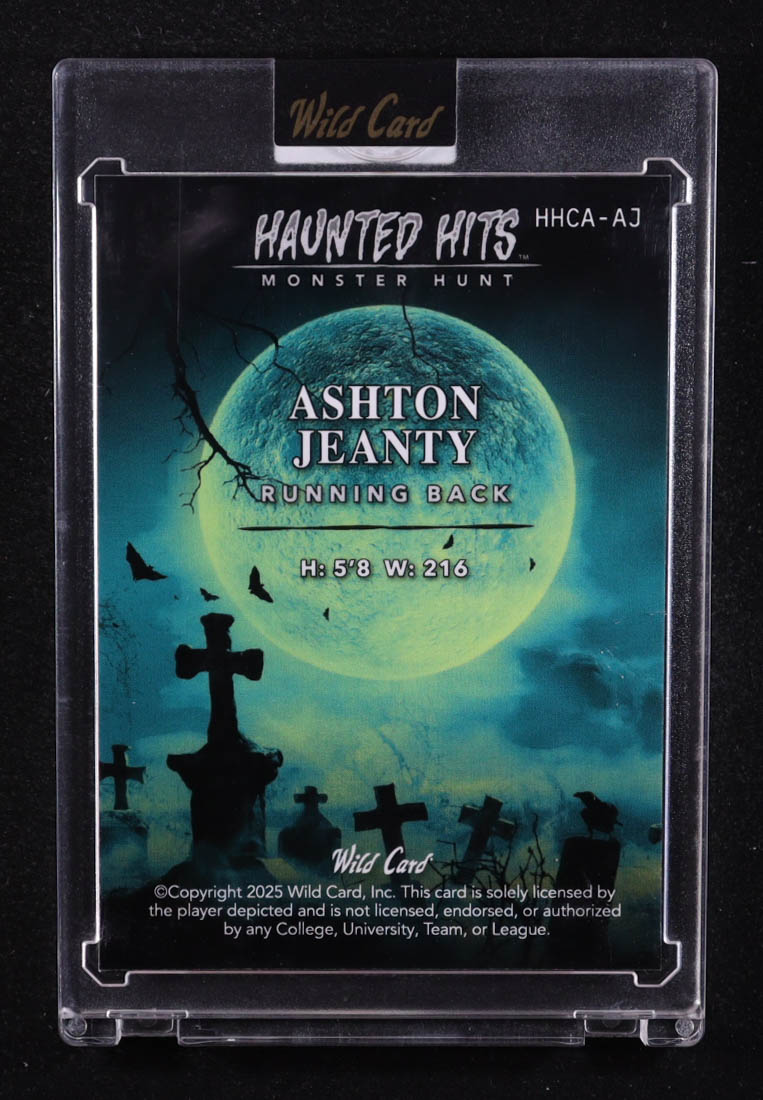 Ashton Jeanty 2025 Wild Card Haunted Hits Monster Hunt Yellow #HHCA-AJ RC #1/1 at PristineAuction.com Ashton Jeanty 2025 Wild Card Haunted Hits Monster Hunt Yellow #HHCA-AJ RC #1/1 at PristineAuction.com