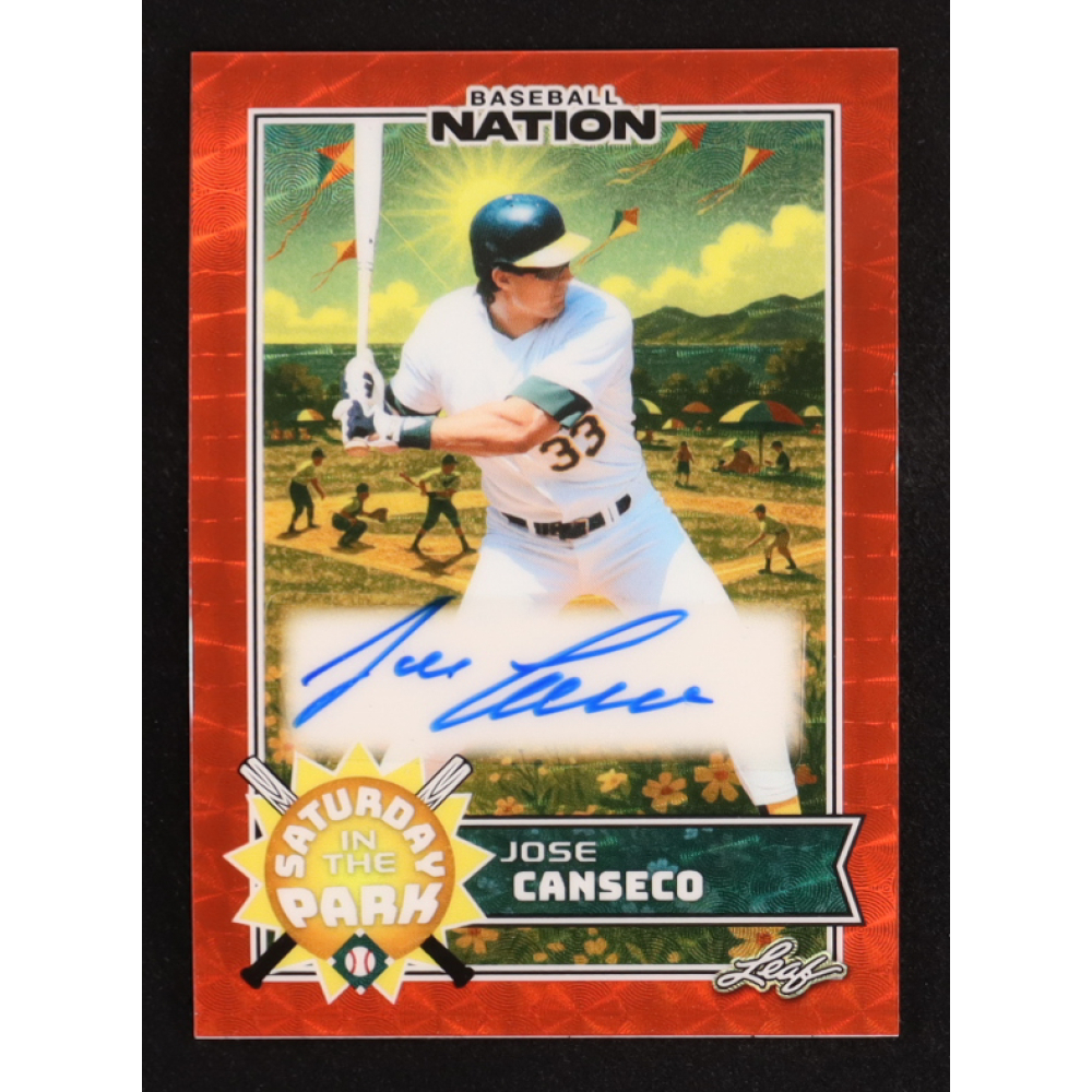 Jose Canseco 2025 Leaf Baseball Nation Saturday In The Park Autographs Red Scope #SA-JC1 #1/1 at PristineAuction.com
