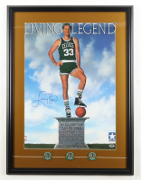 Larry Bird Signed Celtics Custom Framed 1988 Vintage Converse In-Store Poster Display with (3) Championship Pins (PSA) at PristineAuction.com