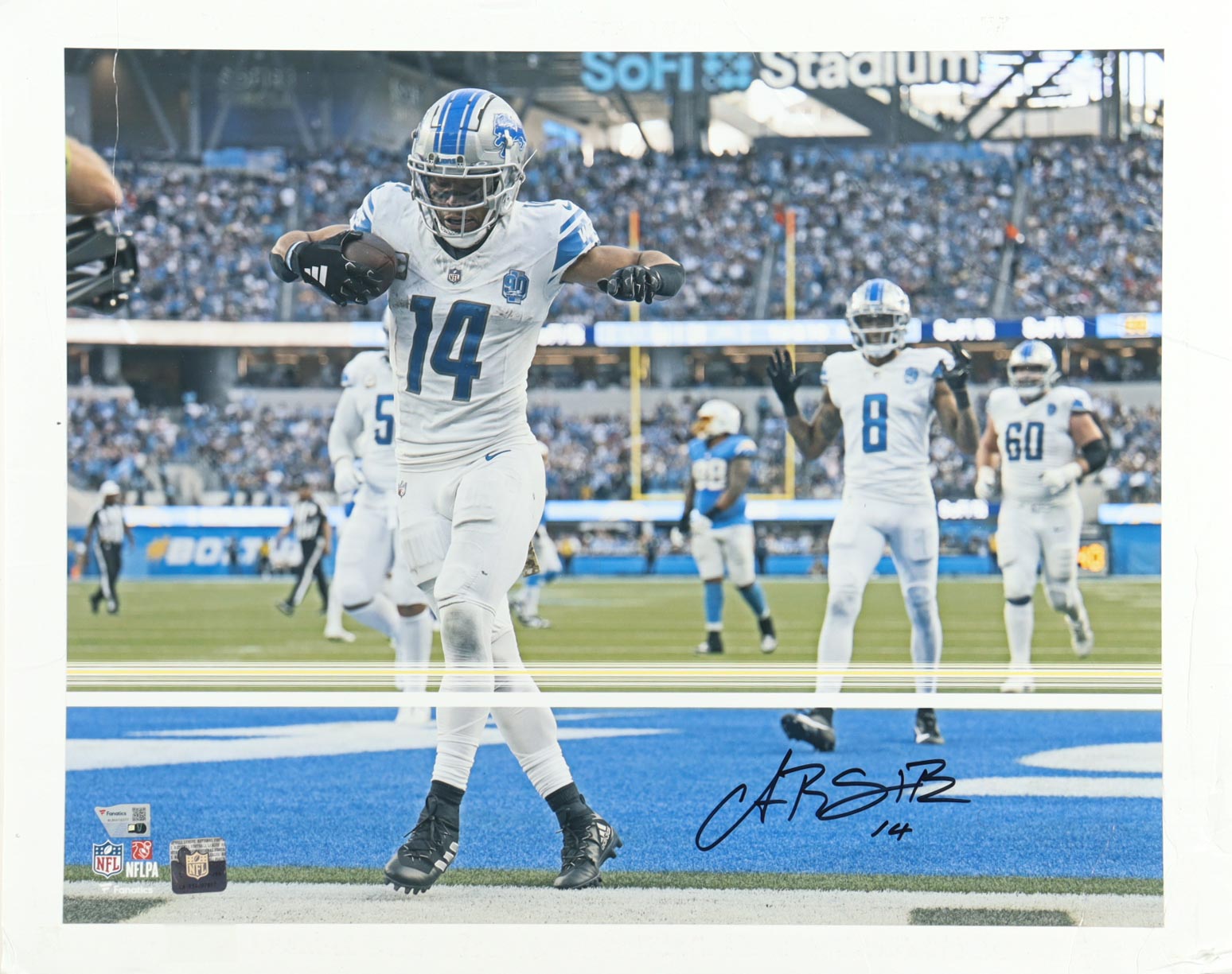 Amon-Ra St. Brown Signed Lions 18x23 Custom Matted Photo (Fanatics) at PristineAuction.com Amon-Ra St. Brown Signed Lions 18x23 Custom Matted Photo (Fanatics) at PristineAuction.com