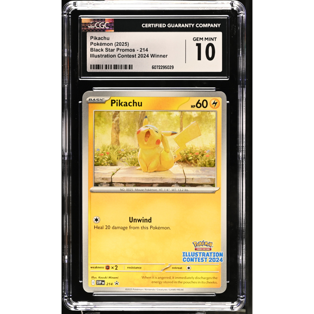 Pikachu 2025 Pokemon Black Star Promos Illustration Contest 2024 Winner #214 (CGC 10) at PristineAuction.com