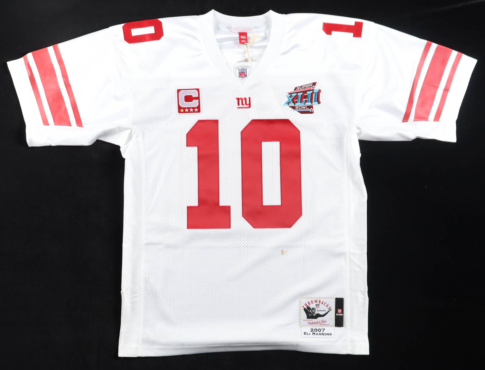 Eli Manning Signed Giants Mitchell & Ness Authentic Jersey Inscribed "SB XLII MVP" With Super Bowl XLII Patch (Fanatics) at PristineAuction.com Eli Manning Signed Giants Mitchell & Ness Authentic Jersey Inscribed "SB XLII MVP" With Super Bowl XLII Patch (Fanatics) at PristineAuction.com