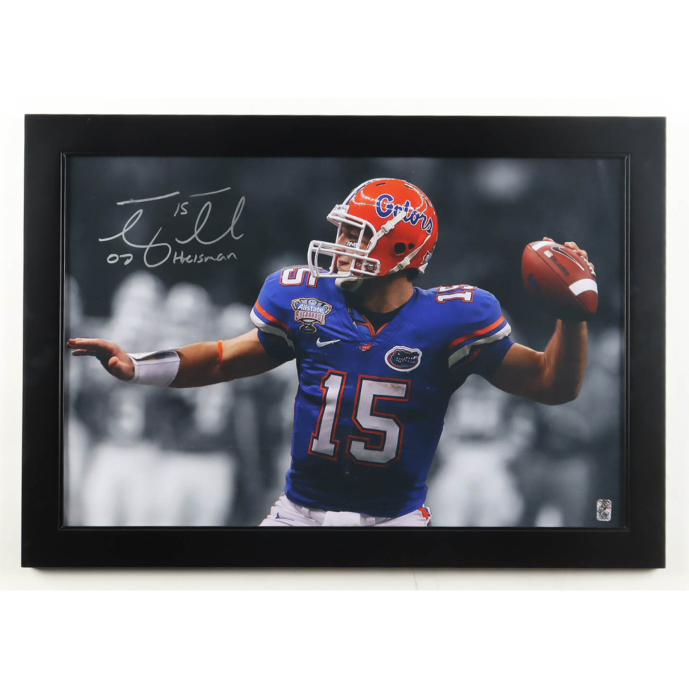 Tim Tebow Signed Florida Gators Custom Framed Photo Display Inscribed "07 Heisman" (Tebow) at PristineAuction.com