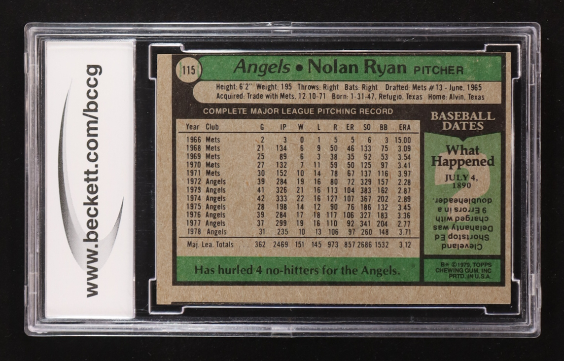 Nolan Ryan 1979 Topps #115 (BCCG 8) at PristineAuction.com Nolan Ryan 1979 Topps #115 (BCCG 8) at PristineAuction.com