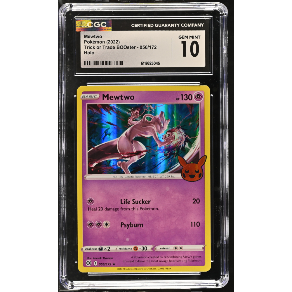 Mewtwo 2022 Pokemon TCG Sword & Shield Brilliant Stars Promos Trick or Trade Booster #056 Vertical Holo Stamp (CGC 10) at PristineAuction.com