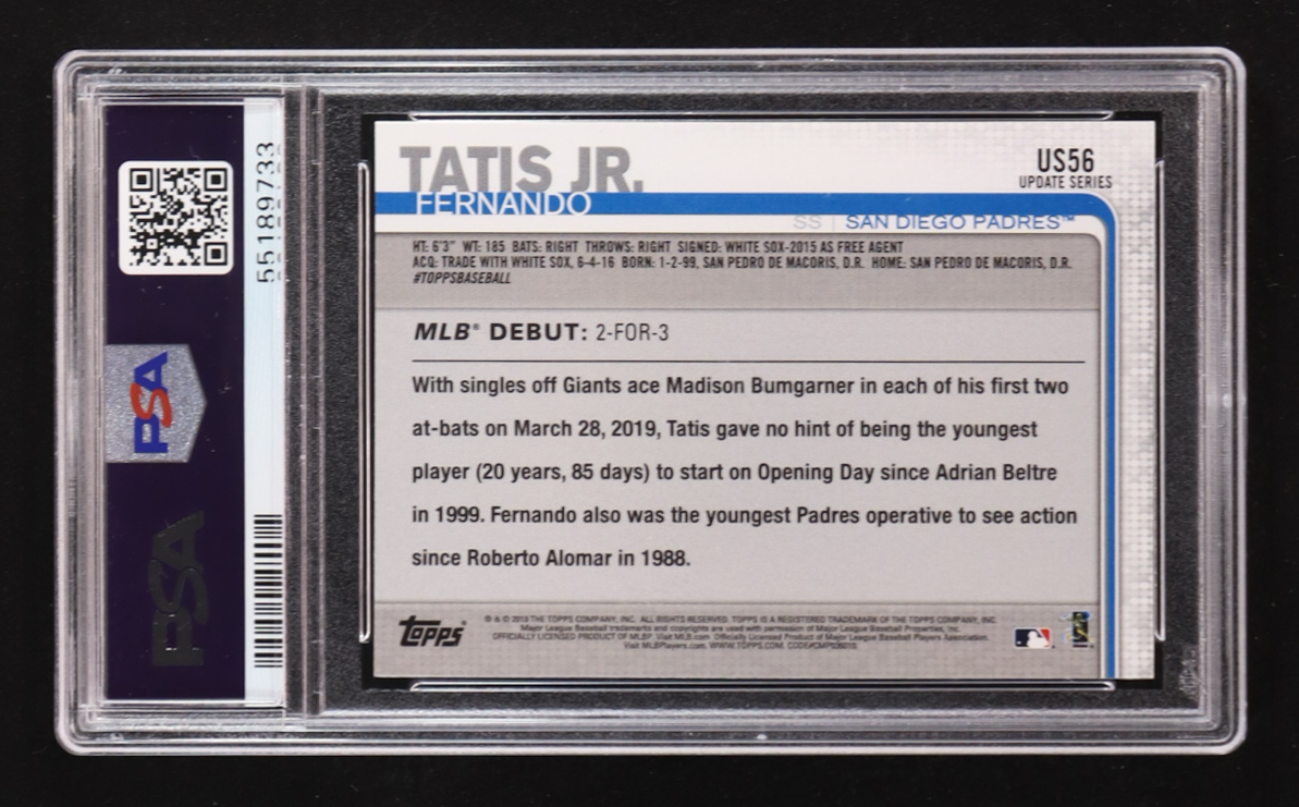 Fernando Tatis Jr. 2019 Topps Update #US56 RD RC (PSA 10) at PristineAuction.com Fernando Tatis Jr. 2019 Topps Update #US56 RD RC (PSA 10) at PristineAuction.com