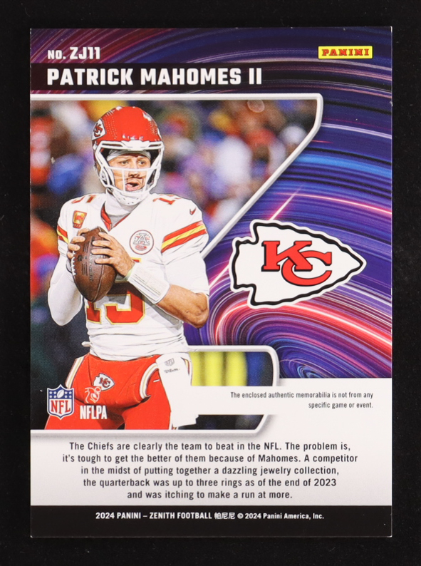 Patrick Mahomes 2024 Zenith Z Jersey #11 at PristineAuction.com Patrick Mahomes 2024 Zenith Z Jersey #11 at PristineAuction.com