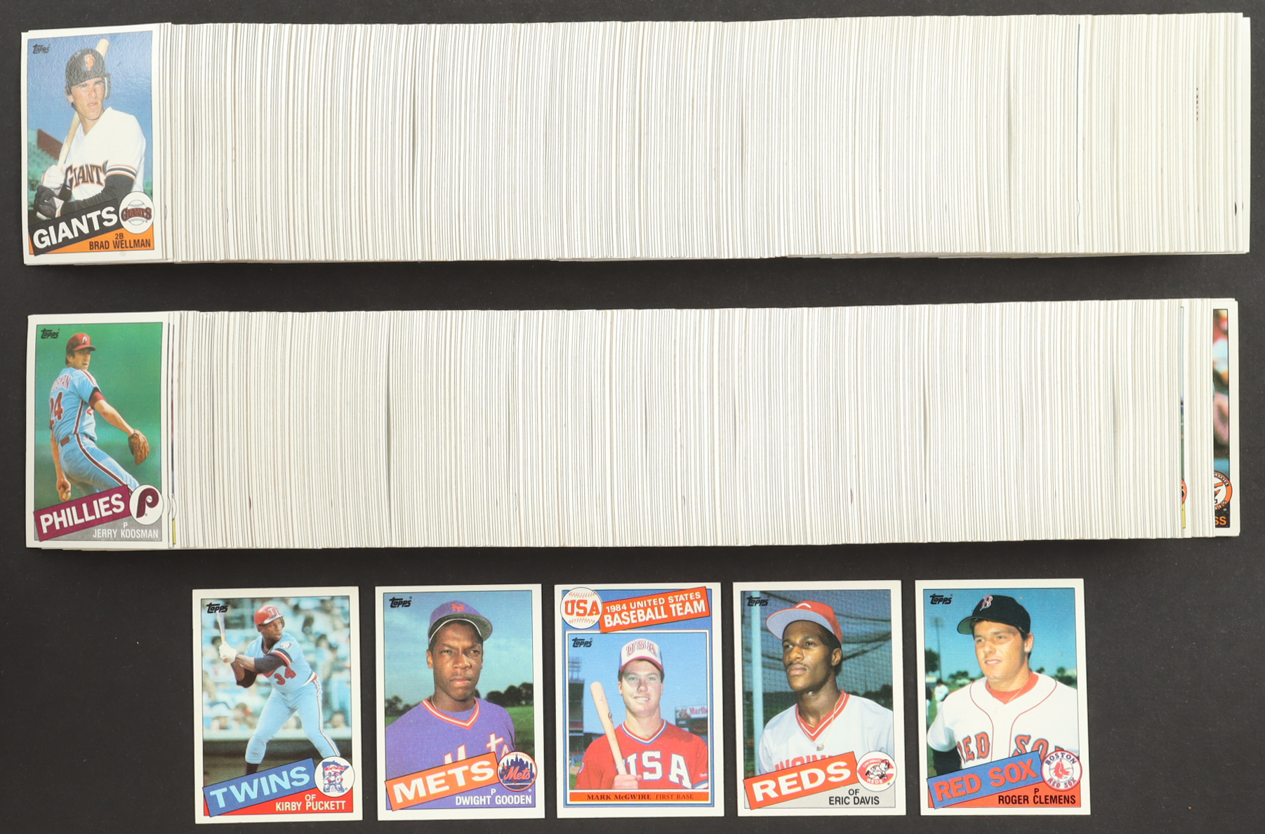 1985 Topps Baseball Complete Set of (792) Cards with Mark McGwire #401 RC, Kirby Puckett #536 RC, Roger Clemens #181 RC, Dwight Gooden #620 at PristineAuction.com 1985 Topps Baseball Complete Set of (792) Cards with Mark McGwire #401 RC, Kirby Puckett #536 RC, Roger Clemens #181 RC, Dwight Gooden #620 at PristineAuction.com