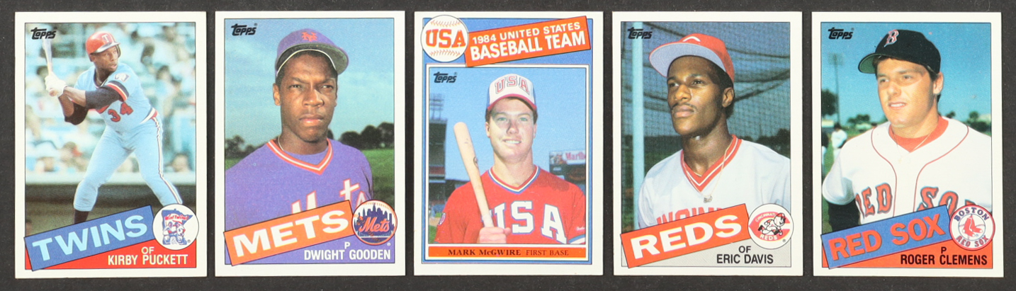 1985 Topps Baseball Complete Set of (792) Cards with Mark McGwire #401 RC, Kirby Puckett #536 RC, Roger Clemens #181 RC, Dwight Gooden #620 at PristineAuction.com 1985 Topps Baseball Complete Set of (792) Cards with Mark McGwire #401 RC, Kirby Puckett #536 RC, Roger Clemens #181 RC, Dwight Gooden #620 at PristineAuction.com