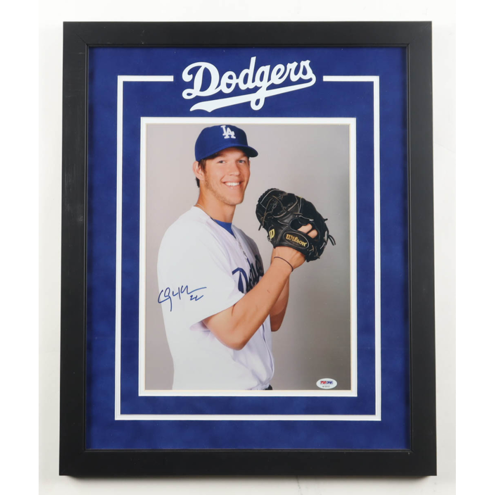 Clayton Kershaw Signed Dodgers Custom Framed Photo Display (PSA) at PristineAuction.com