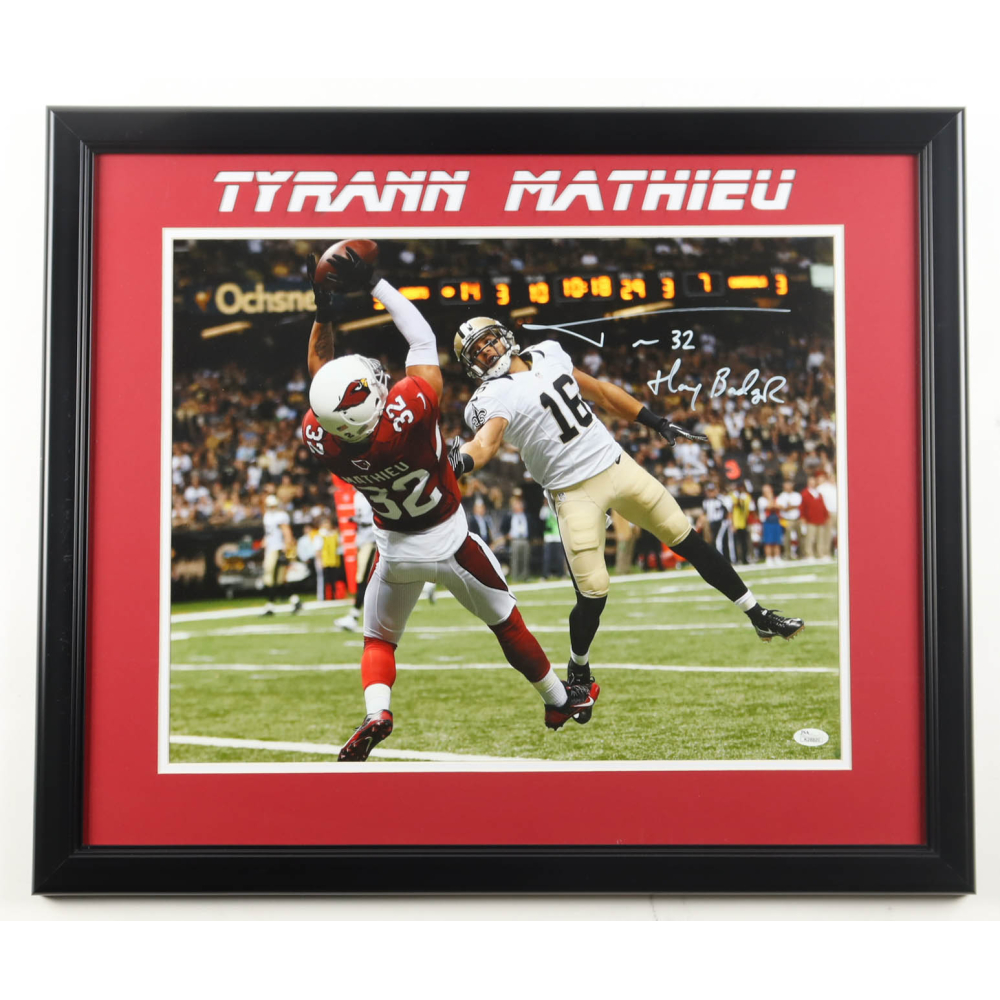 Tyrann Mathieu Signed Cardinals Custom Framed Photo Display (JSA) at PristineAuction.com