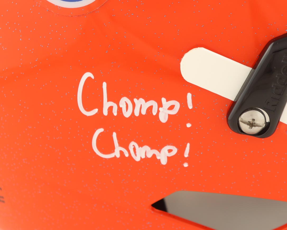 DJ Lagway Signed Florida Gators Full-Size Authentic On-Field Speed-Flex Helmet Inscribed "Go Gators!" & "Chomp Chomp" (Beckett) at PristineAuction.com DJ Lagway Signed Florida Gators Full-Size Authentic On-Field Speed-Flex Helmet Inscribed "Go Gators!" & "Chomp Chomp" (Beckett) at PristineAuction.com