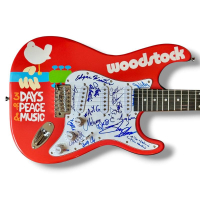 "Woodstock Festival" Custom Stratocaster Electric Guitar Signed By (16) with Sly Stone, Tom Constanten, Billy Cox, Edgar Winter (JSA & PSA) at PristineAuction.com