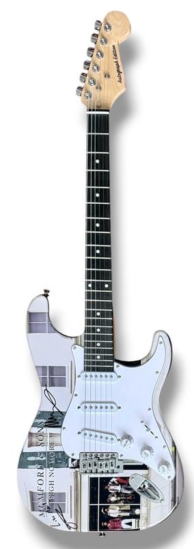 Marcus Mumford and Ted Dwane Signed "Mumford & Sons: Sigh No More" Stratocaster Guitar (JSA) at PristineAuction.com Marcus Mumford and Ted Dwane Signed "Mumford & Sons: Sigh No More" Stratocaster Guitar (JSA) at PristineAuction.com