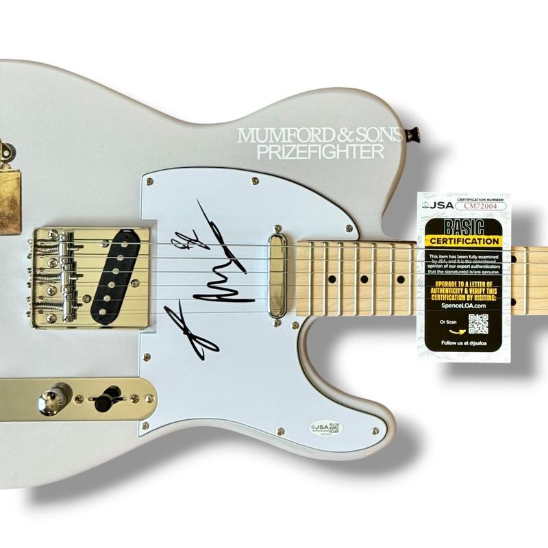 Marcus Mumford, Ted Dwane & Ben Lovett Signed "Mumford & Sons: Prizefighter" Custom Telecaster Guitar (JSA) at PristineAuction.com Marcus Mumford, Ted Dwane & Ben Lovett Signed "Mumford & Sons: Prizefighter" Custom Telecaster Guitar (JSA) at PristineAuction.com