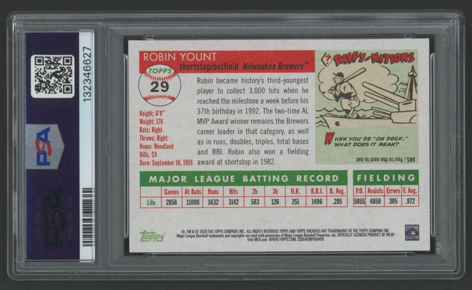Robin Yount 2020 Topps Archives #29 (PSA 10) at PristineAuction.com Robin Yount 2020 Topps Archives #29 (PSA 10) at PristineAuction.com