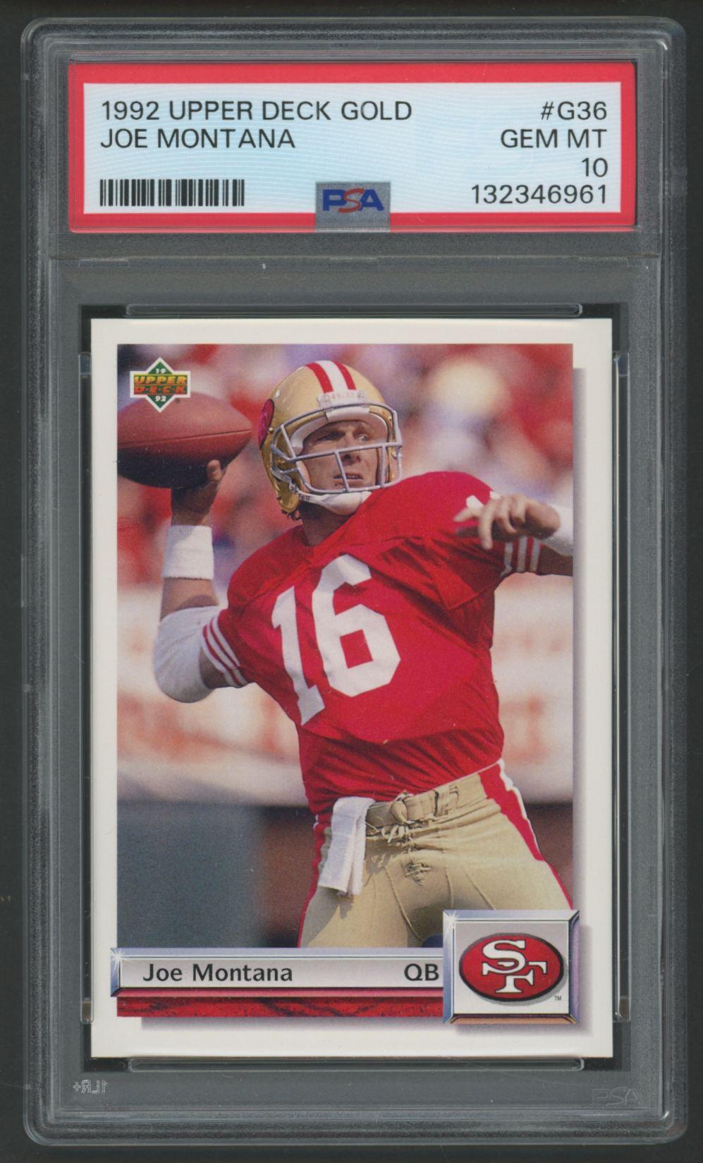 Joe Montana 1992 Upper Deck Gold #G36 (PSA 10) at PristineAuction.com Joe Montana 1992 Upper Deck Gold #G36 (PSA 10) at PristineAuction.com