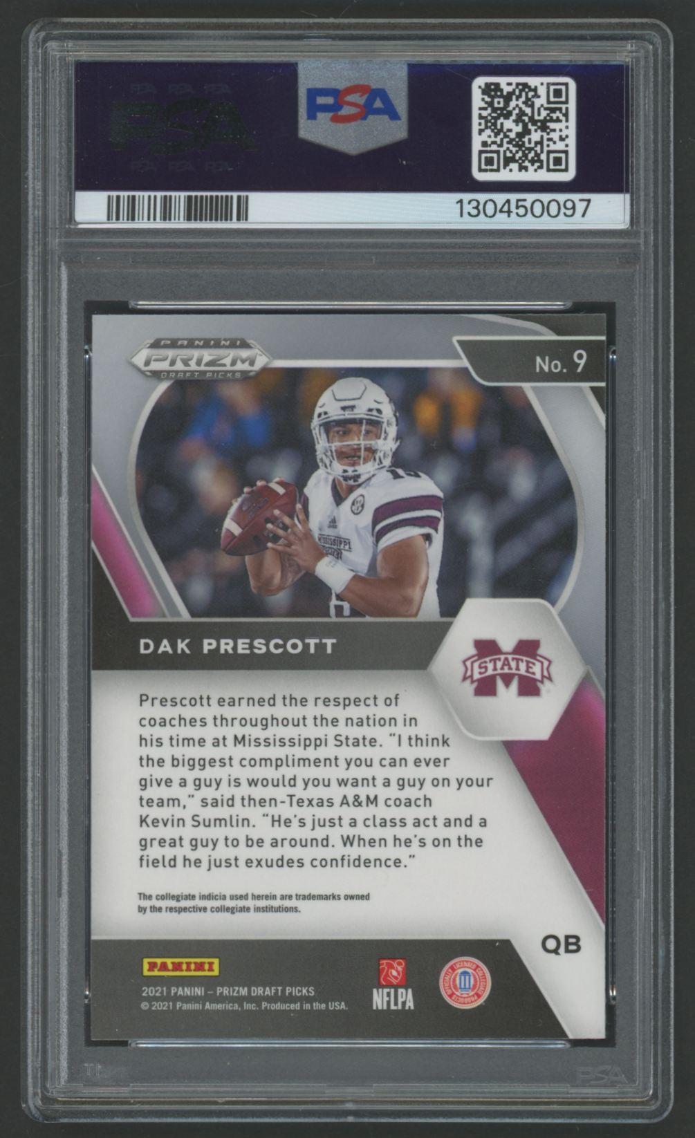 Dak Prescott 2021 Panini Prizm Draft Picks #9 (PSA 10) at PristineAuction.com Dak Prescott 2021 Panini Prizm Draft Picks #9 (PSA 10) at PristineAuction.com