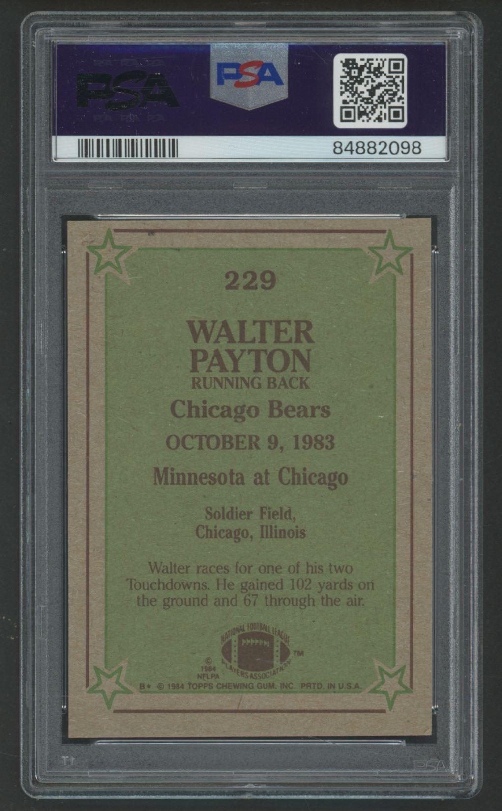 Walter Payton 1984 Topps #229 (PSA 9) at PristineAuction.com Walter Payton 1984 Topps #229 (PSA 9) at PristineAuction.com