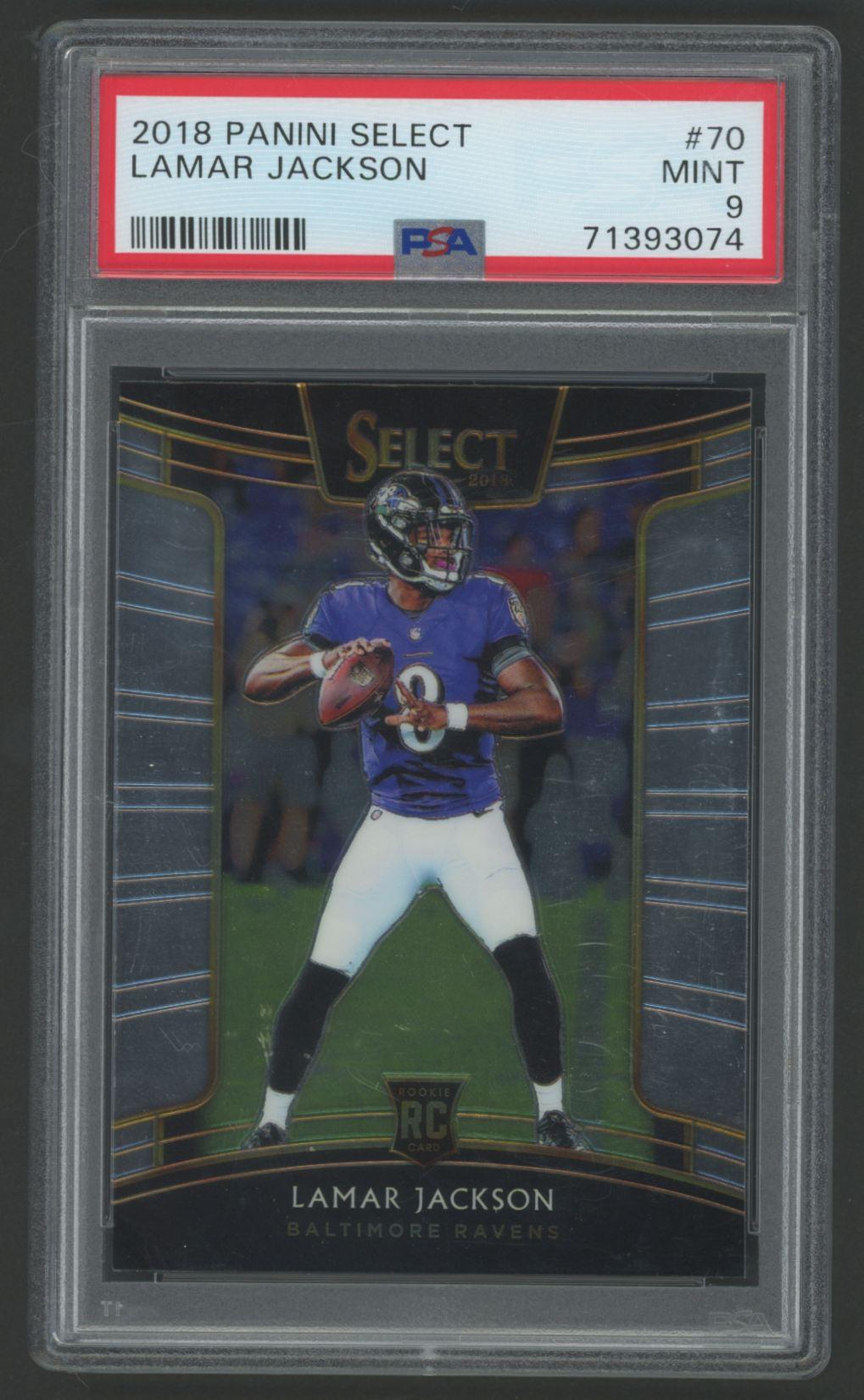 Lamar Jackson 2018 Panini Select #70 RC (PSA 9) at PristineAuction.com Lamar Jackson 2018 Panini Select #70 RC (PSA 9) at PristineAuction.com
