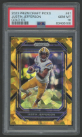 Justin Jefferson 2023 Panini Prizm Draft Picks Gold Ice #61 (PSA 10) at PristineAuction.com