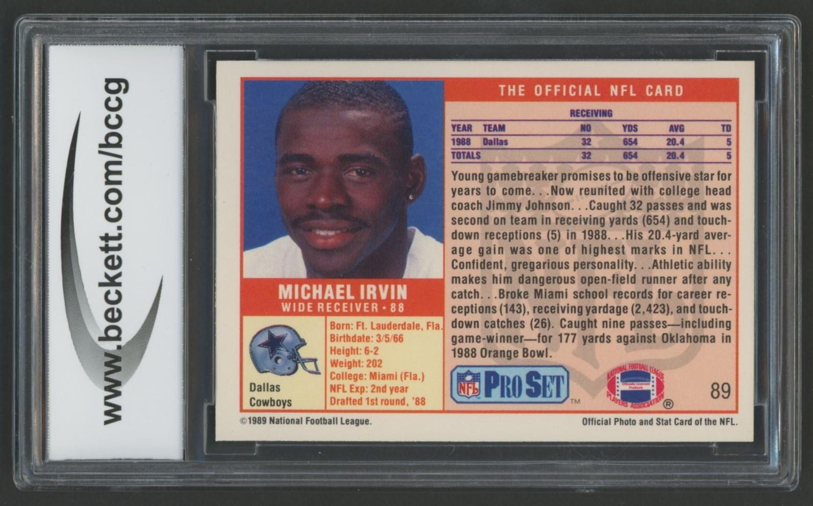 Michael Irvin 1989 Pro Set #89 RC (BCCG 10) at PristineAuction.com Michael Irvin 1989 Pro Set #89 RC (BCCG 10) at PristineAuction.com