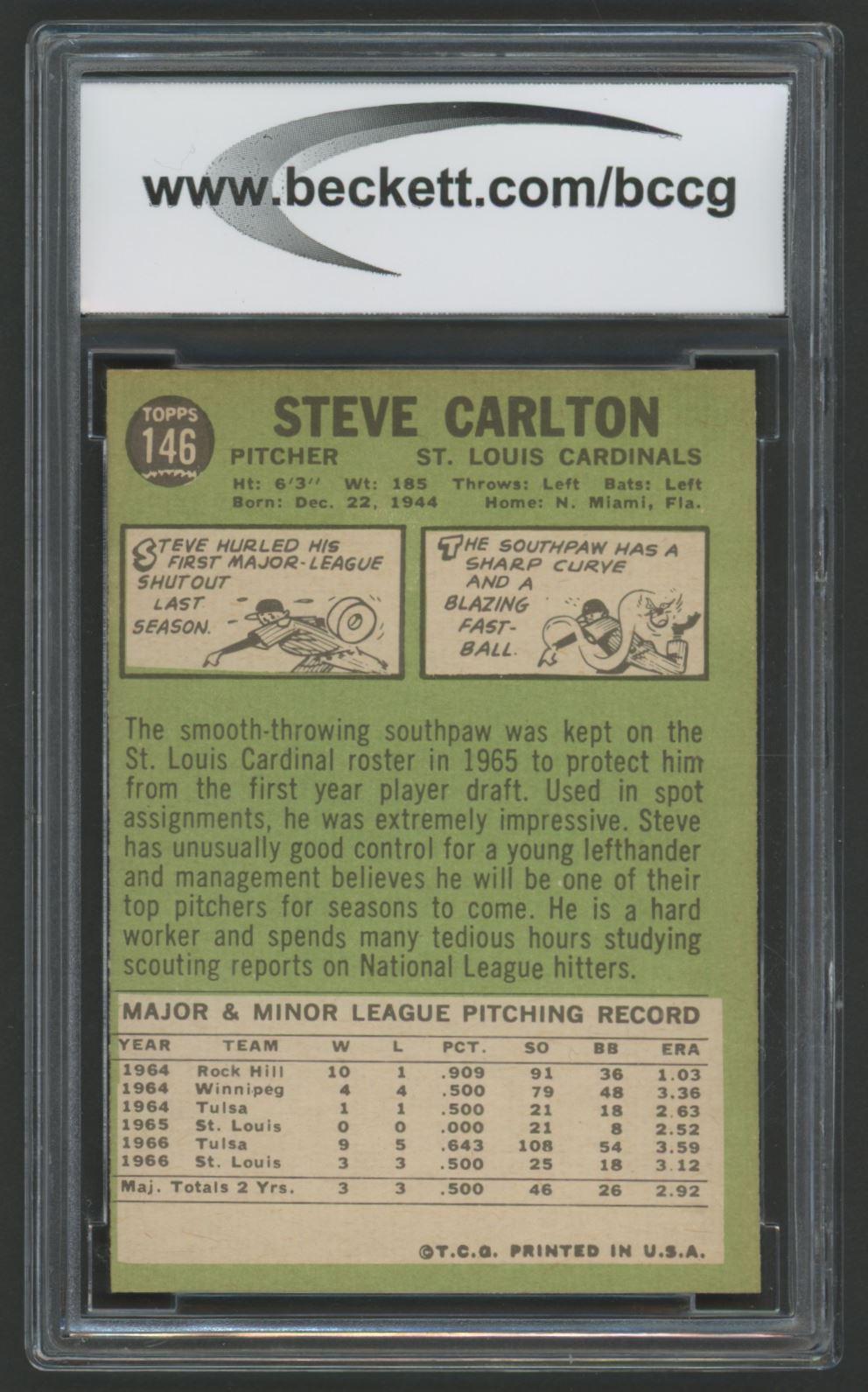 Steve Carlton 1967 Topps #146 (BCCG 9) at PristineAuction.com Steve Carlton 1967 Topps #146 (BCCG 9) at PristineAuction.com