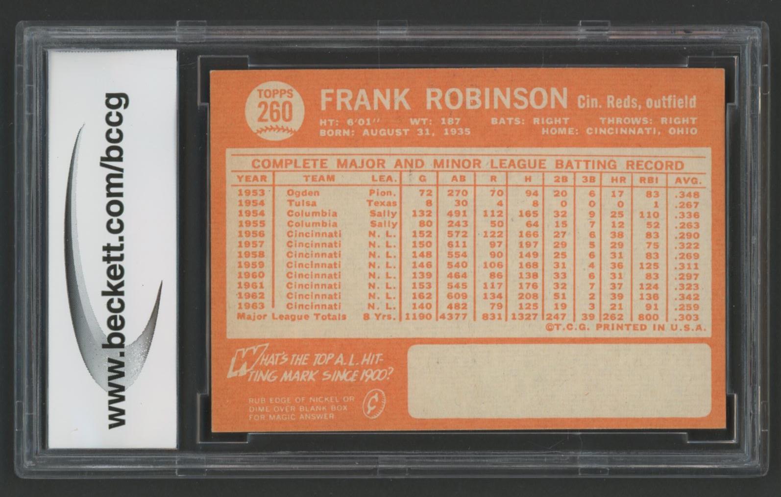 Frank Robinson 1964 Topps #260 (BCCG 9) at PristineAuction.com Frank Robinson 1964 Topps #260 (BCCG 9) at PristineAuction.com