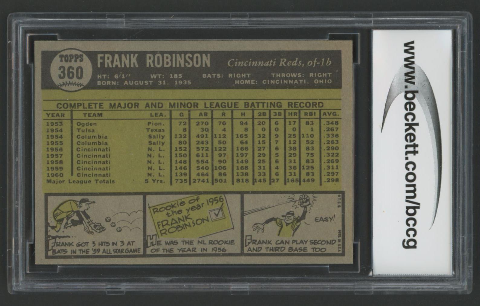 Frank Robinson 1961 Topps #360 (BCCG 8) at PristineAuction.com Frank Robinson 1961 Topps #360 (BCCG 8) at PristineAuction.com