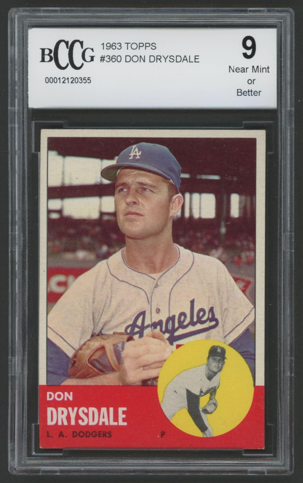 Don Drysdale 1963 Topps #360 (BCCG 9) at PristineAuction.com Don Drysdale 1963 Topps #360 (BCCG 9) at PristineAuction.com