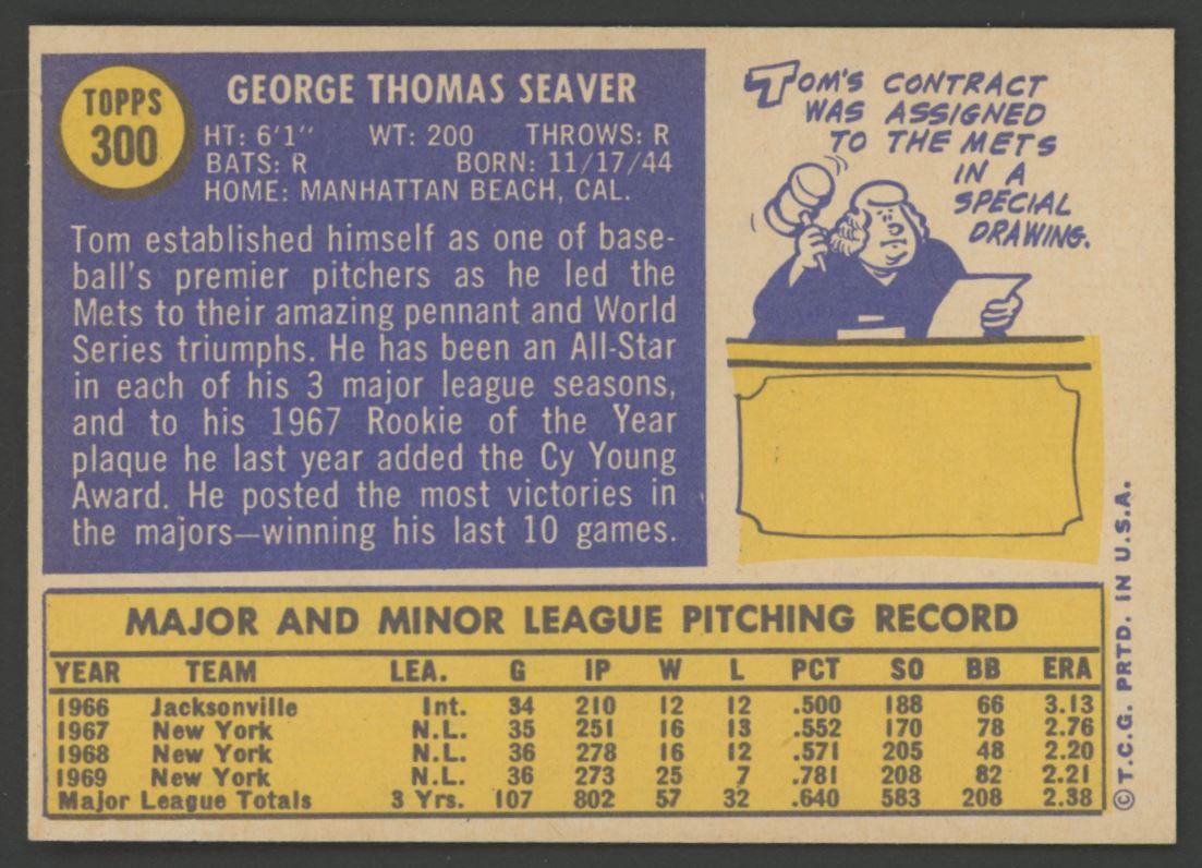 Tom Seaver 1970 Topps #300 at PristineAuction.com Tom Seaver 1970 Topps #300 at PristineAuction.com