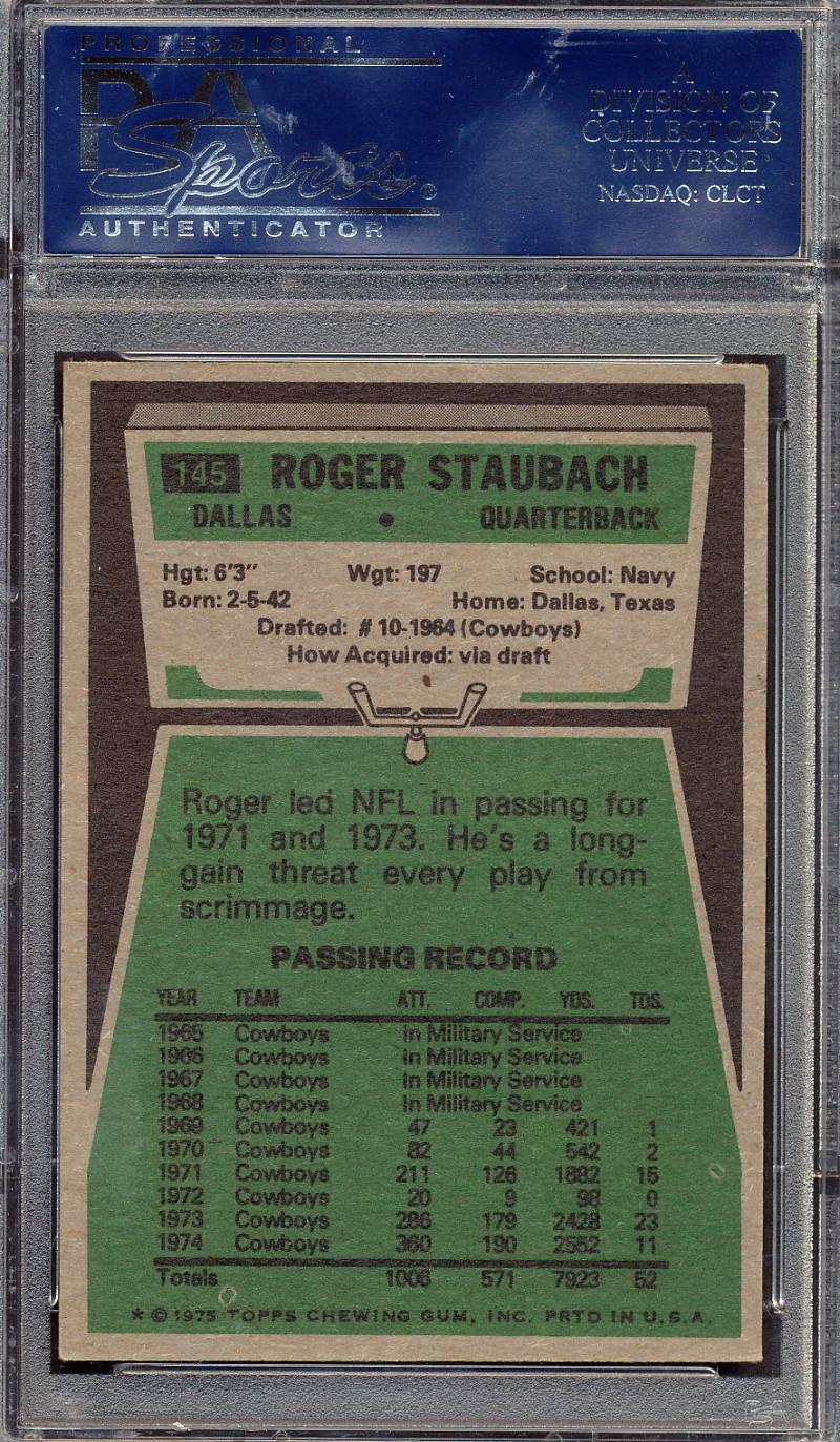 Roger Staubach 1975 Topps #145 (PSA 7) at PristineAuction.com Roger Staubach 1975 Topps #145 (PSA 7) at PristineAuction.com