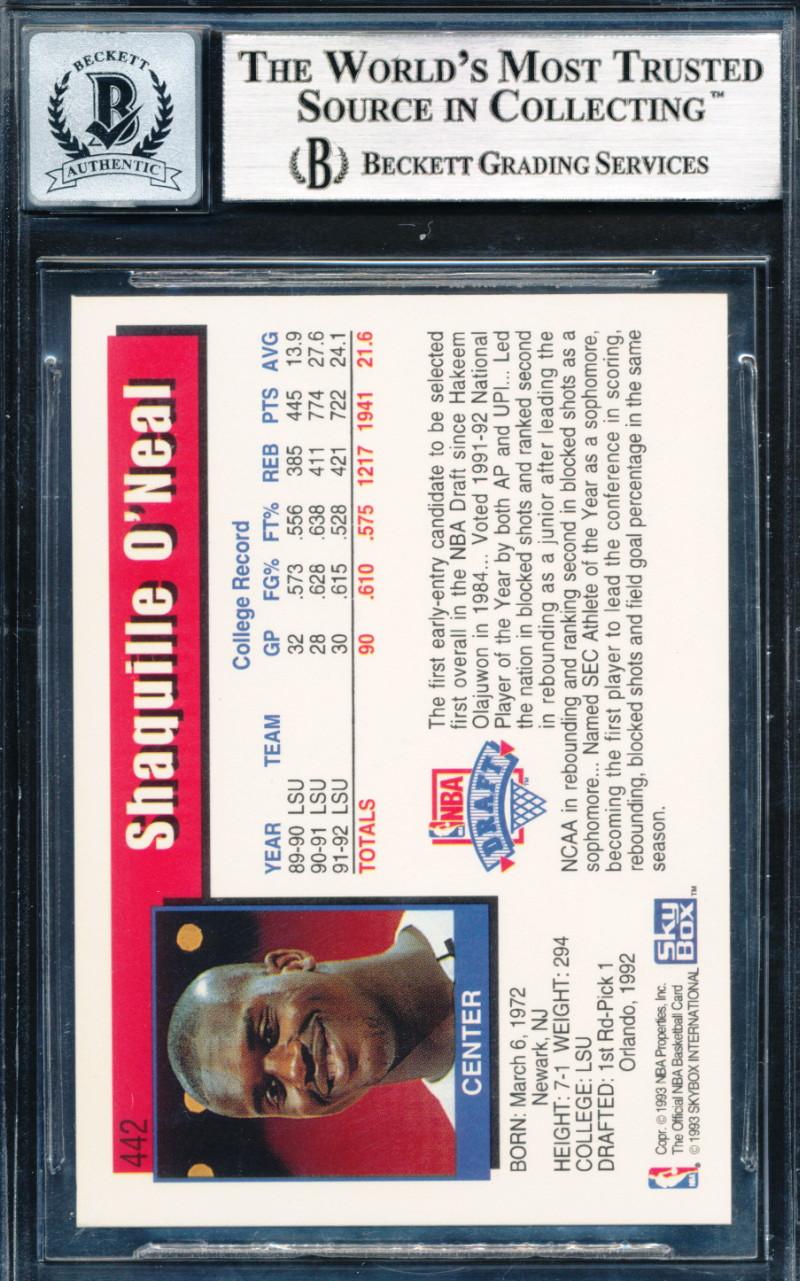 Shaquille O'Neal Signed 1992-93 Hoops #442 RC (BGS | Autograph Graded 10) at PristineAuction.com Shaquille O'Neal Signed 1992-93 Hoops #442 RC (BGS | Autograph Graded 10) at PristineAuction.com
