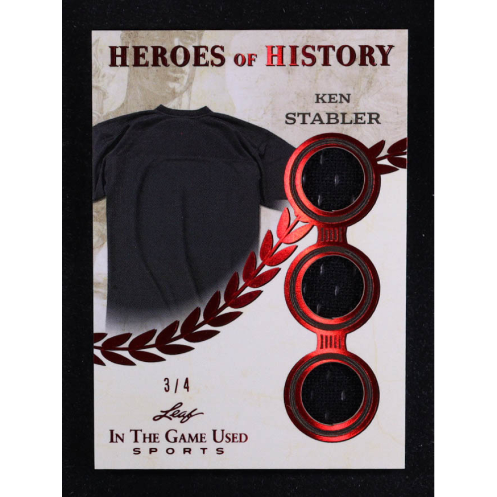 Ken Stabler 2025 Leaf ITG Used Sports Heroes Of History Triple Relic Red #HH46 #3/4 at PristineAuction.com