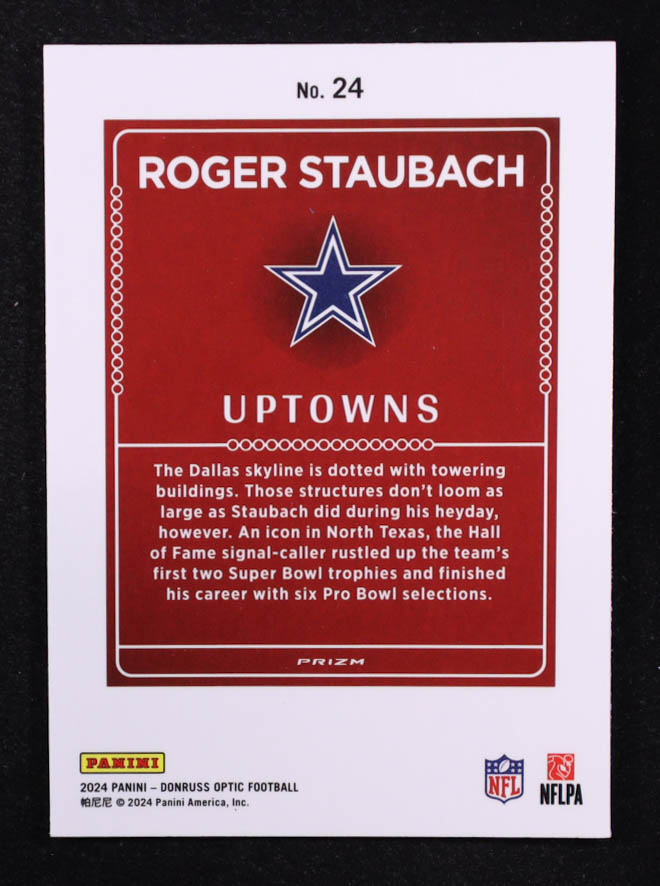 Roger Staubach 2024 Panini Donruss Optic Uptowns #24 at PristineAuction.com Roger Staubach 2024 Panini Donruss Optic Uptowns #24 at PristineAuction.com