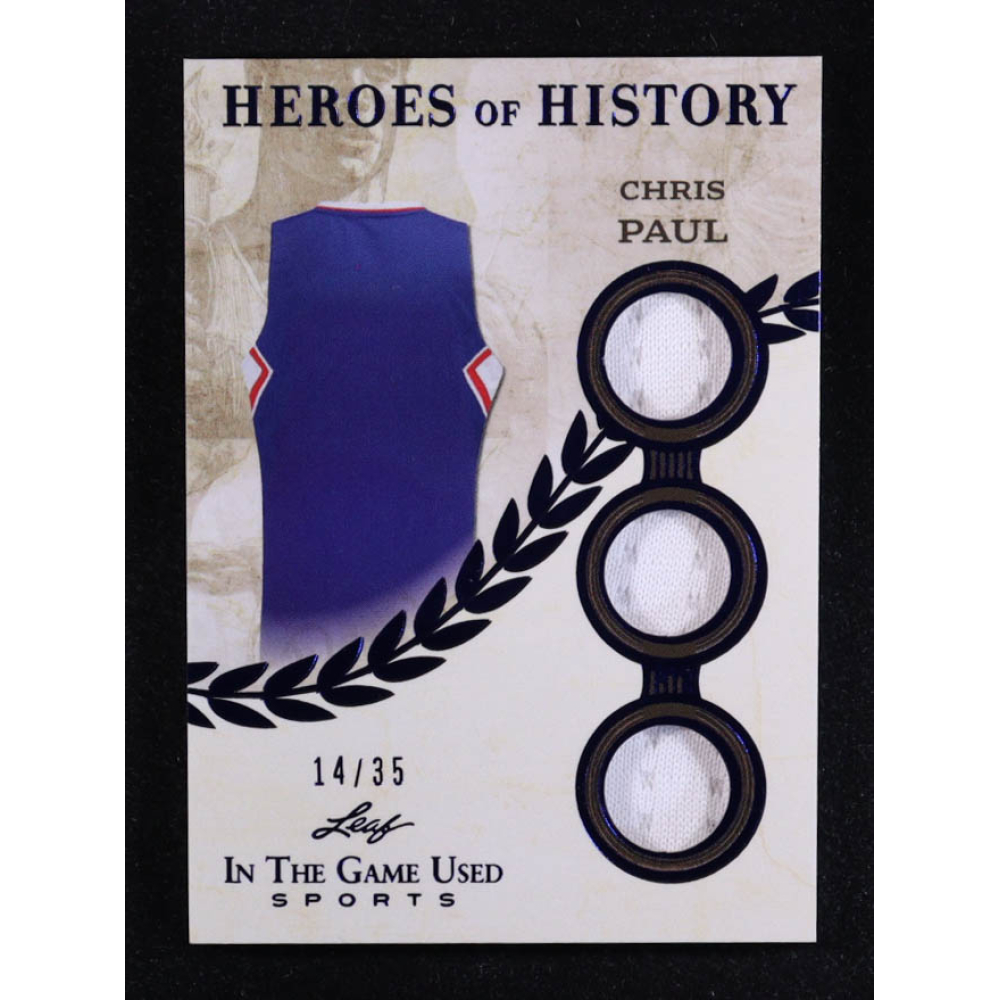 Chris Paul 2025 Leaf ITG Used Sports Heroes Of History Triple Relic Blue #HH15 #14/35 at PristineAuction.com