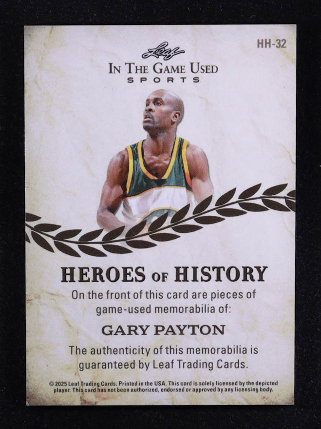 Gary Payton 2025 Leaf ITG Used Sports Heroes Of History Triple Relic Blue #HH32 #30/35 at PristineAuction.com Gary Payton 2025 Leaf ITG Used Sports Heroes Of History Triple Relic Blue #HH32 #30/35 at PristineAuction.com