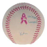 Royce Lewis Signed OML Breast Cancer Awareness Logo Baseball Inscribed "Strike One Cancer!" (PSA) at PristineAuction.com