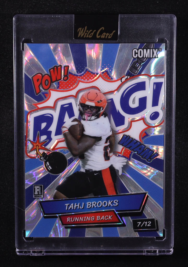 Tahj Brooks 2025 Wild Card Comix Baang! Blue and Navy Blue Lava #TB RC #7/12 at PristineAuction.com Tahj Brooks 2025 Wild Card Comix Baang! Blue and Navy Blue Lava #TB RC #7/12 at PristineAuction.com