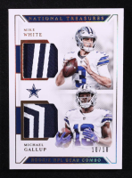 Mike White / Michael Gallup 2018 Panini National Treasures Rookie NFL Gear Combo Materials Prime Holo Gold #GCM-26 RC #10/10 at PristineAuction.com