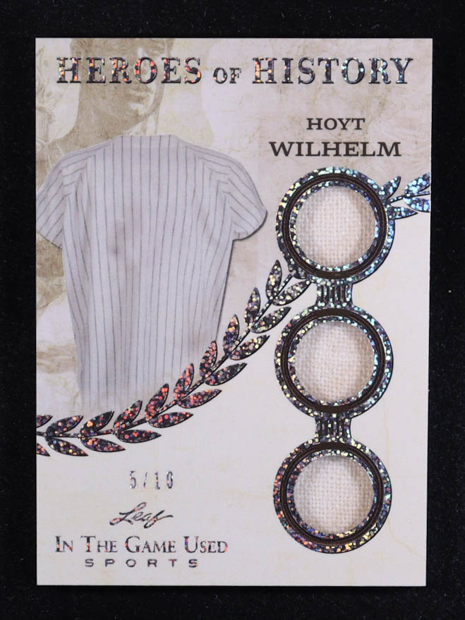 Hoyt Wilhelm 2025 Leaf ITG Used Sports Heroes Of History Triple Relic Silver Sparkle #HH36 #5/10 at PristineAuction.com Hoyt Wilhelm 2025 Leaf ITG Used Sports Heroes Of History Triple Relic Silver Sparkle #HH36 #5/10 at PristineAuction.com